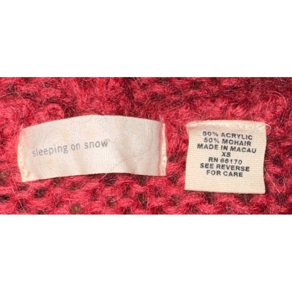 Sleeping On Snow Anthropology-Pink Cable Knit Hooded Cardigan Sweater Women - Picture 7 of 9